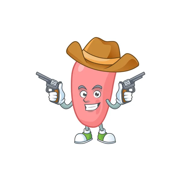 Eine Cowboy Comicfigur Von Neisseria Gonorhoeae Die Gewehre Hält Vektorillustration — Stockvektor