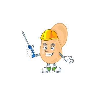 Akıllı otomotiv sarcina maskot tasarımı tarzında sunuluyor. Vektör illüstrasyonu