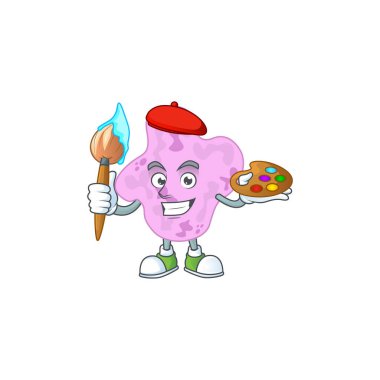 Tetracoccus çizgi film karakterinin fırçalı sanatçısı. Vektör illüstrasyonu