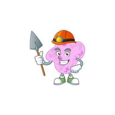 Bir madenci olarak tetracoccus çalışmalarının çizgi film karakteri tasarımı. Vektör illüstrasyonu