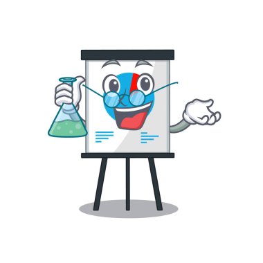 Corona grafik akıllı Profesör Karikatür tasarım tarzı cam tüp ile çalışıyor