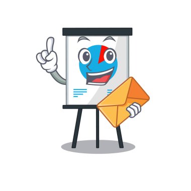 Kahverengi zarflı Mutlu Corona grafik maskotu tasarımı