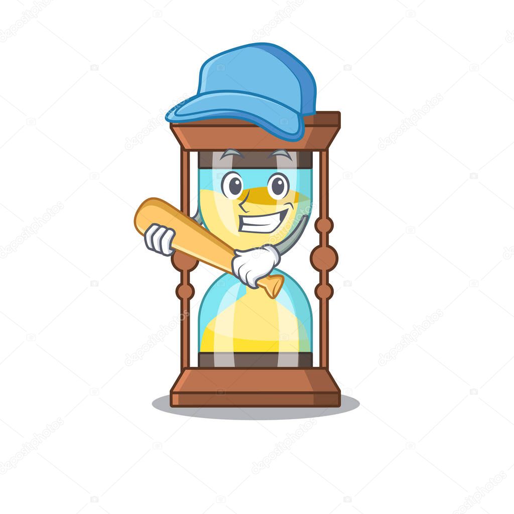 Picture of chronometer cartoon character playing baseball