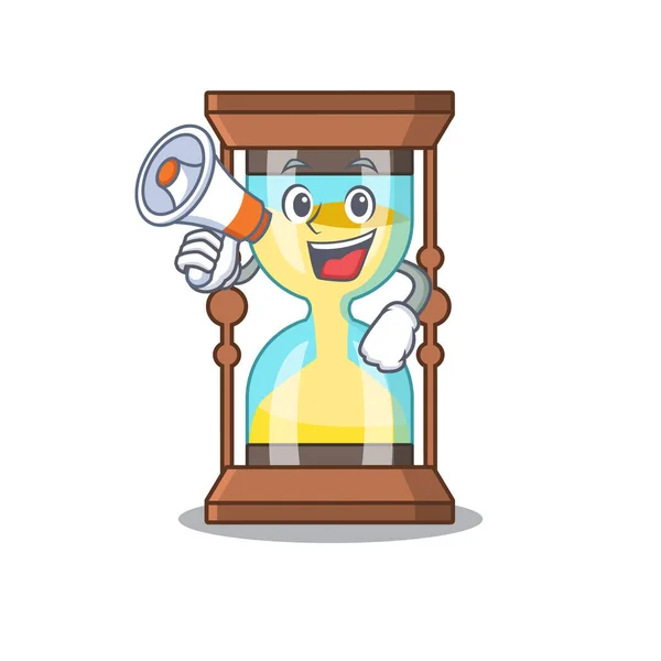 Cartoon character of chronometer having a megaphone — Stock Vector