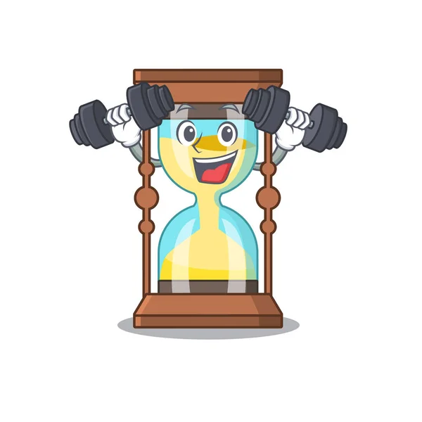 Conception de mascotte de sourire Exercice de remise en forme chronomètre lever des cloches — Image vectorielle