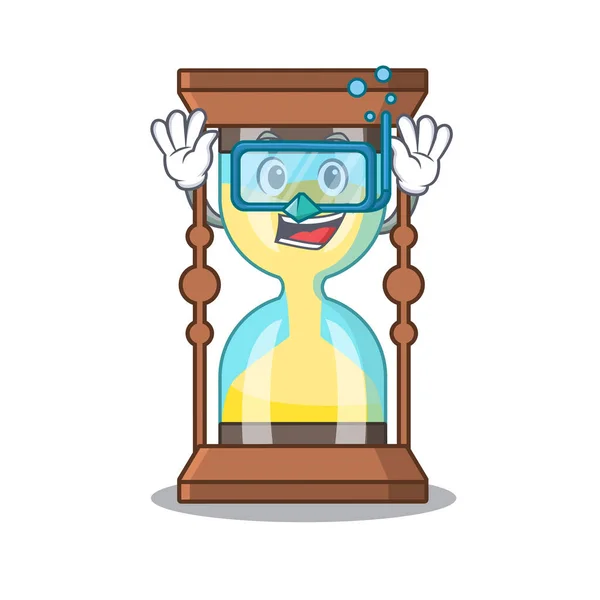 Chronometer mascotte ontwerp concept het dragen van duikbril — Stockvector