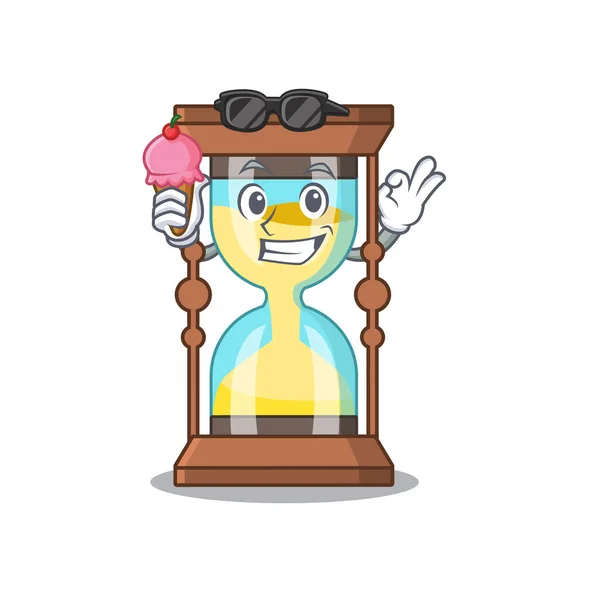 Cartoon design concept of chronometer having an ice cream — Stock Vector