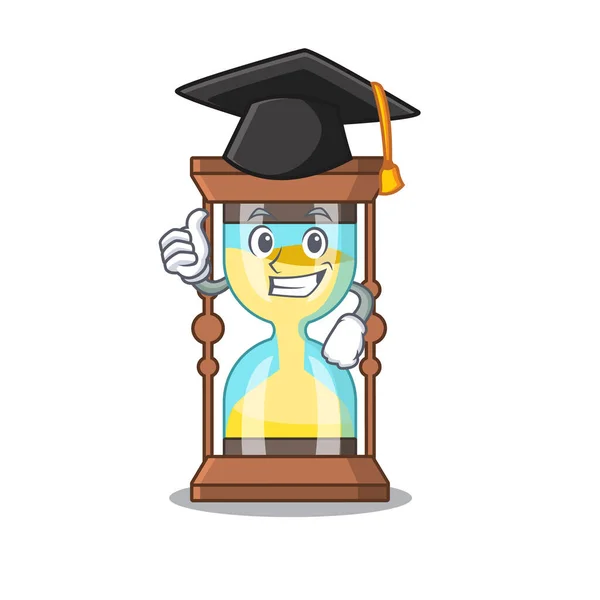 Šťastná tvář chronometru v černém maturitním klobouku k obřadu — Stockový vektor