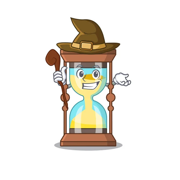 Chronomètre personnage de dessin animé sorcière sournois et délicat — Image vectorielle