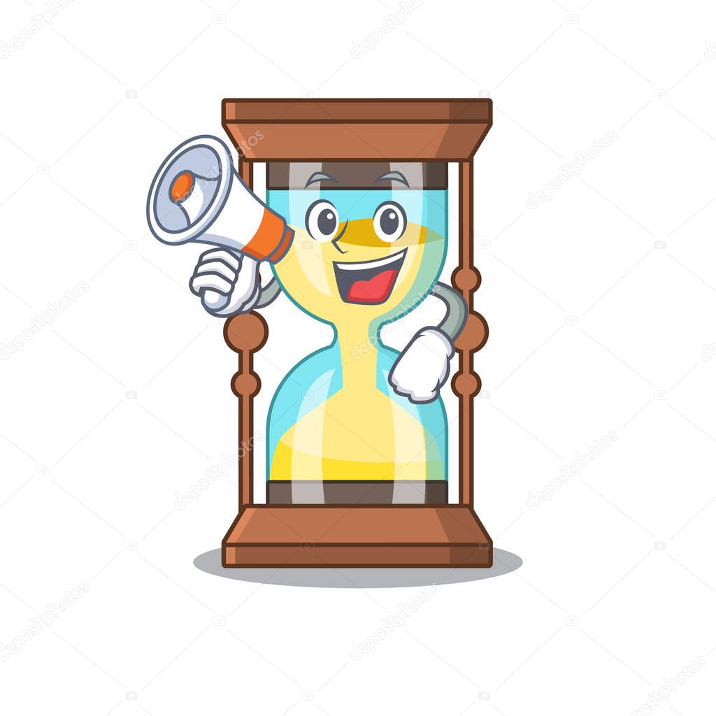 Cartoon character of chronometer having a megaphone