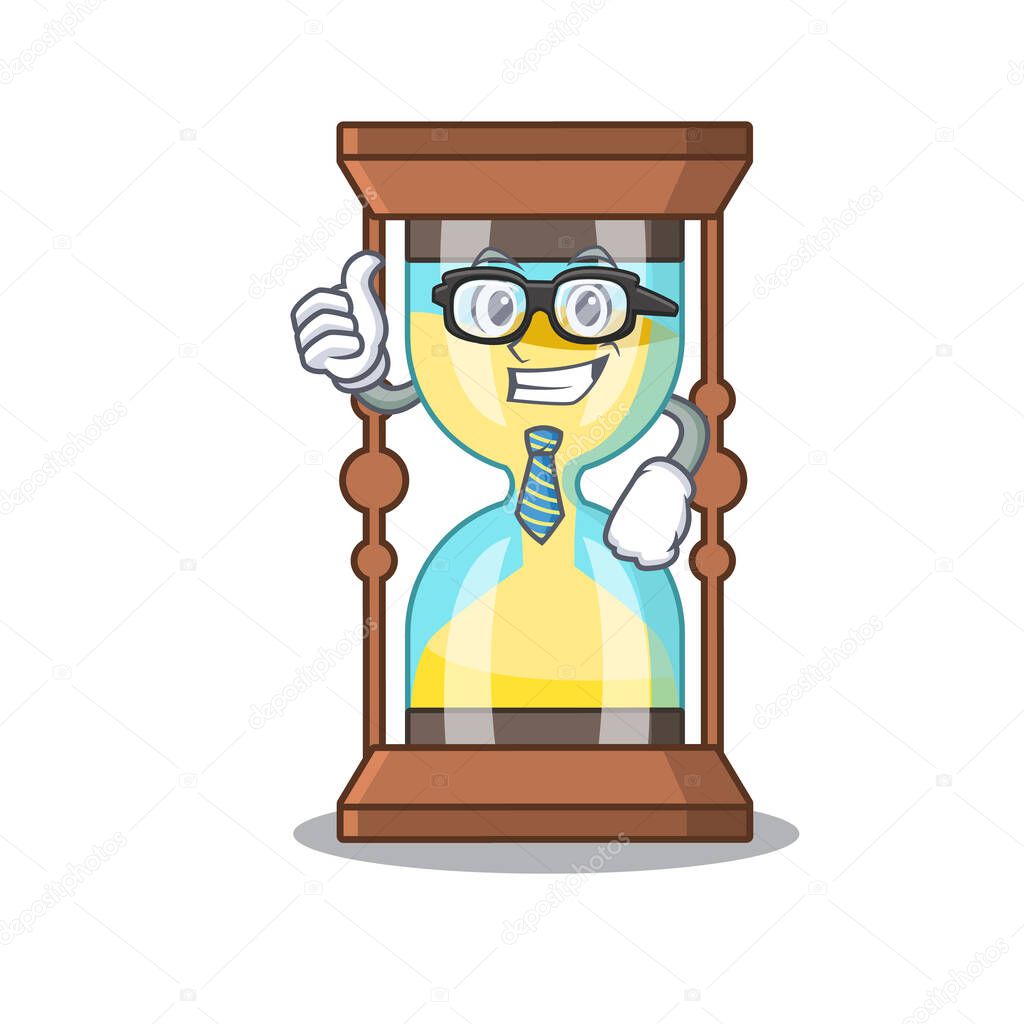 An elegant chronometer Businessman mascot design wearing glasses and tie