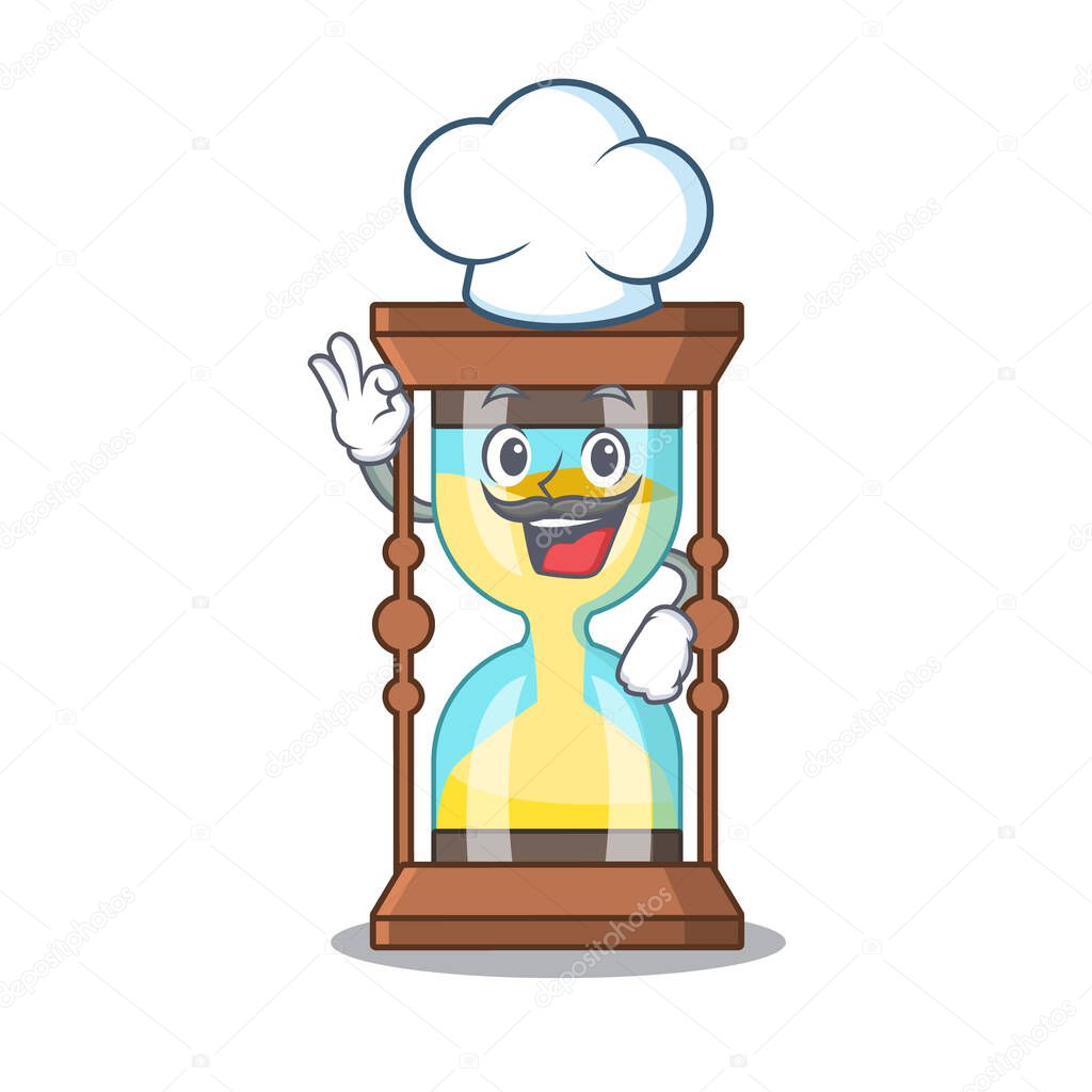 Chronometer chef cartoon design style wearing white hat