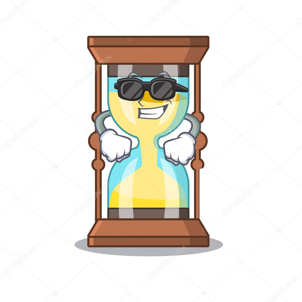 Cool chronometer cartoon character wearing expensive black glasses