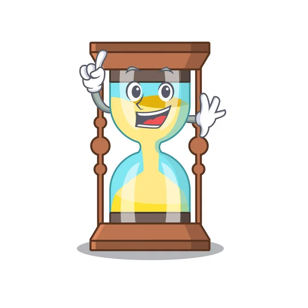 Chronometr maskotka postać projekt z jednym gestem palca — Wektor stockowy