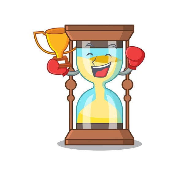 Un élégant gagnant de boxe de style design mascotte de chronomètre — Image vectorielle