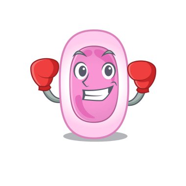 Kırmızı boks eldivenli bordetela pertusis sportif bir maskot tasarımı.