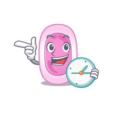 Bordetela pertusis maskot tasarımı saat ile gülümsüyor