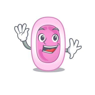 Karizmatik bir bordetela pertusis maskot tasarımı gülümseme ve el sallama