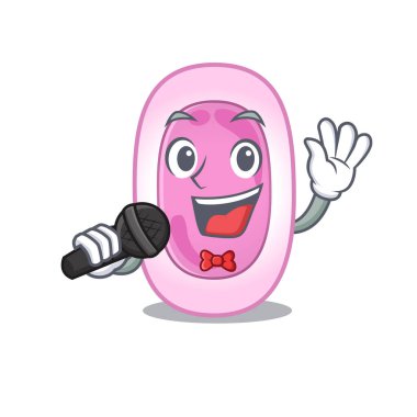 Bordetela pertussis çizgi film karakterinin yetenekli şarkıcısı mikrofon tutuyor.