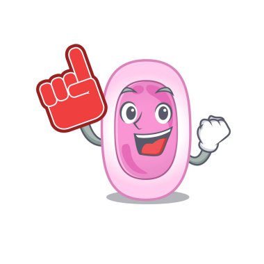 Bordetela pertussis çizgi film karakteri tasarımında köpük parmak ile sunulmuştur.