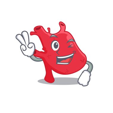 İki parmaklı Mutlu Kalp Çizgi Film Tasarımı