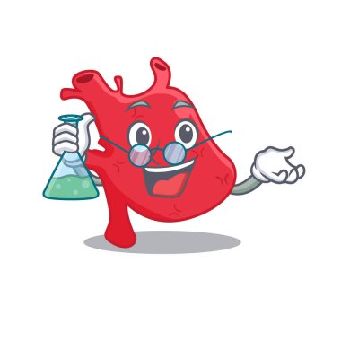 Kalp Ustası Profesör Çizgi Film tasarım stili Cam tüple çalışıyor