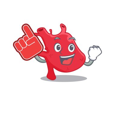 Kalp, çizgi film karakteri tasarımında köpük parmak ile sunuluyor.