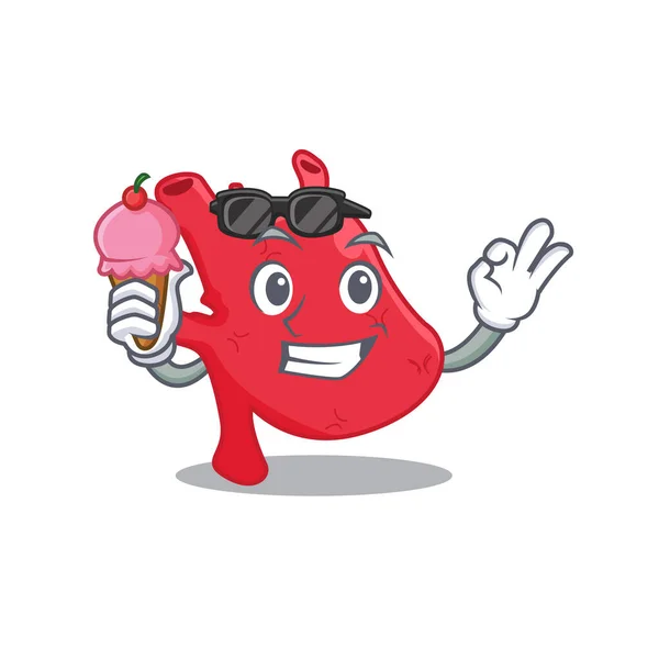 Concepto de diseño de dibujos animados de corazón teniendo un helado — Vector de stock