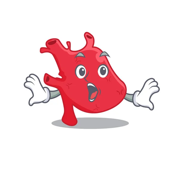 Cartoon design style of heart has a surprised gesture — Stock Vector