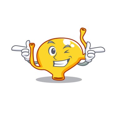 Çizgi film tasarımı mesane kavramı ve komik göz kırpması.