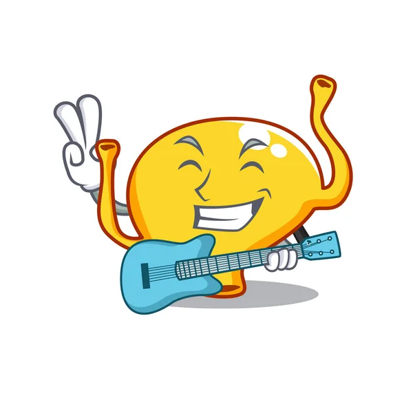 Talentoso músico de desenho animado da bexiga tocando uma guitarra — Vetor de Stock