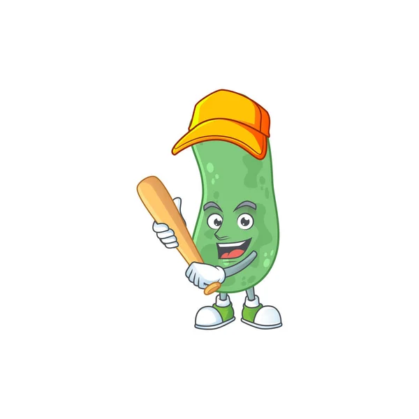 抱棒球棒肠杆菌科卡通设计的概念 — 图库矢量图片