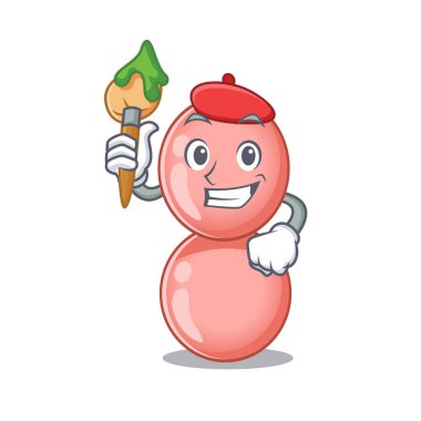 Yaratıcı bir neisseria gonorrhoeae sanatçı maskot tasarımı fırçalı boya