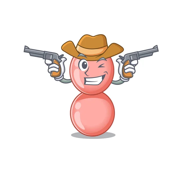 Lindo vaquero guapo de neisseria gonorrhoeae personaje de dibujos animados con armas — Vector de stock