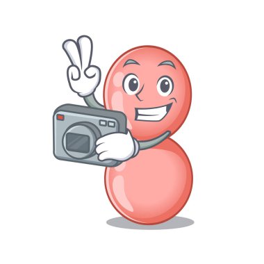 Kamerayla çalışan profesyonel bir fotoğrafçı olarak Neisseria gonorrhoeae maskot tasarımı