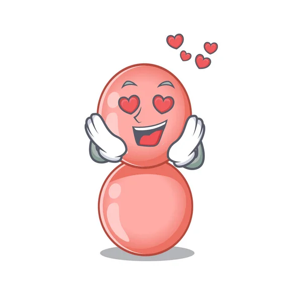Lindo personaje de dibujos animados neisseria gonorrhoeae tiene una cara de enamoramiento — Vector de stock