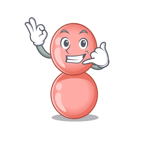 Desenho de desenhos animados de neisseria gonorrhoeae com me chamar gesto engraçado — Vetor de Stock