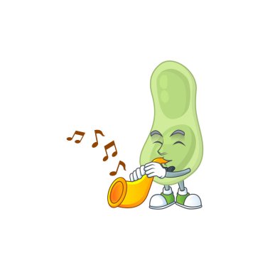 Staphylococcus pneumoniae çizgi film karakteri trompet çalan parlak bir müzisyen.