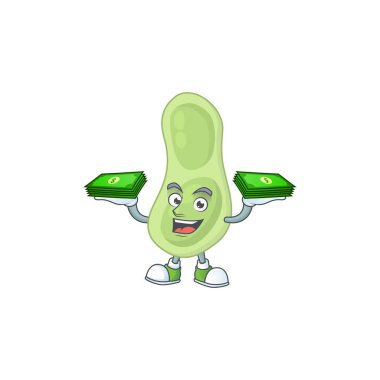 Neşeli bir staphylococcus pneumoniae maskot tasarımı.