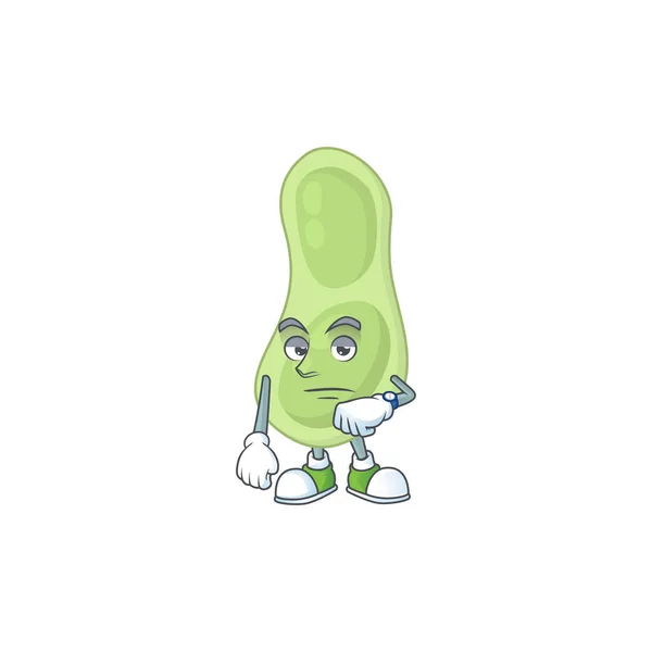 Staphylococcus pneumoniae met wachtende gebaar cartoon mascotte ontwerp concept — Stockvector