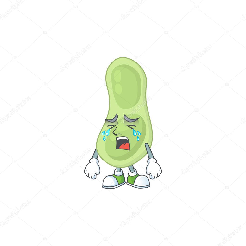 A weeping staphylococcus pneumoniae cartoon character design concept