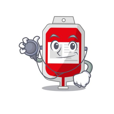 Gülen doktor çizgi film karakteri. Aletleri olan kan torbası.