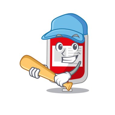 Çekici kan torbası beyzbol oynayan karikatür karakteri.