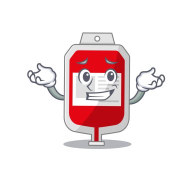 Sırıtan plastik torba karikatür karakterinin şirin bir resmi.