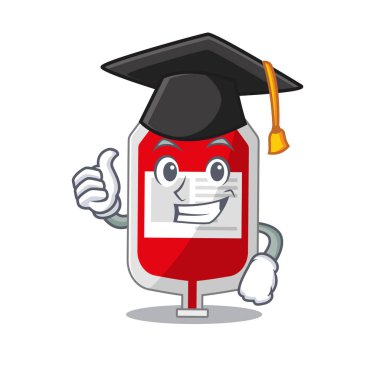 Mezuniyet töreni için şapkalı kanlı plastik poşet karikatür tasarımı ile gurur duyuyorum.