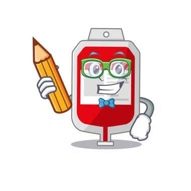 Evde akıllı bir öğrenci kanından plastik poşet çizgi film karakteri çalışması