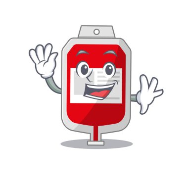 Çekici bir plastik torba maskot tasarımı gülümseme ve el sallama