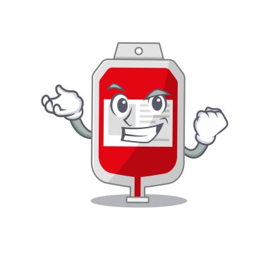 Komik bir çizgi film tasarımı. Gülen suratlı kan torbası.