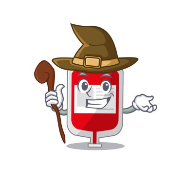 Kanlı plastik torba komik ama sinsi cadı çizgi film karakteri tasarımı