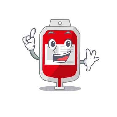 Bir parmak hareketiyle kan torbası karikatür tasarımı.